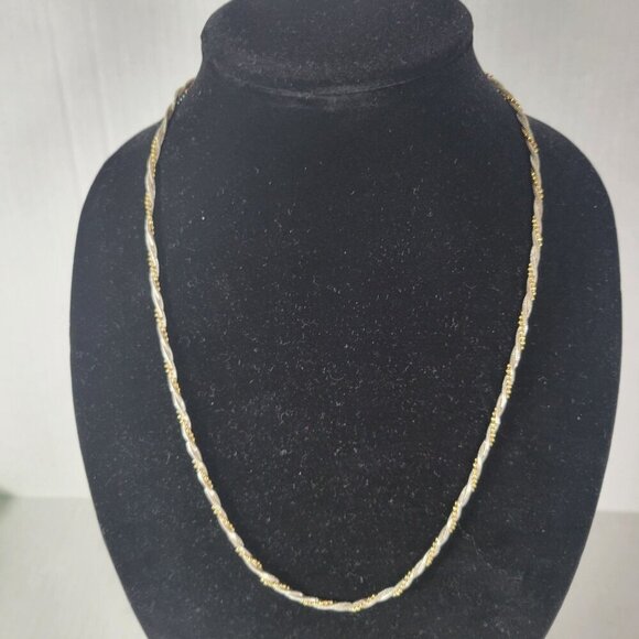 Napier Gold & Silver Mobwife Grannycore Retro Twisted Rope Chain 18" Necklace - Picture 1 of 3